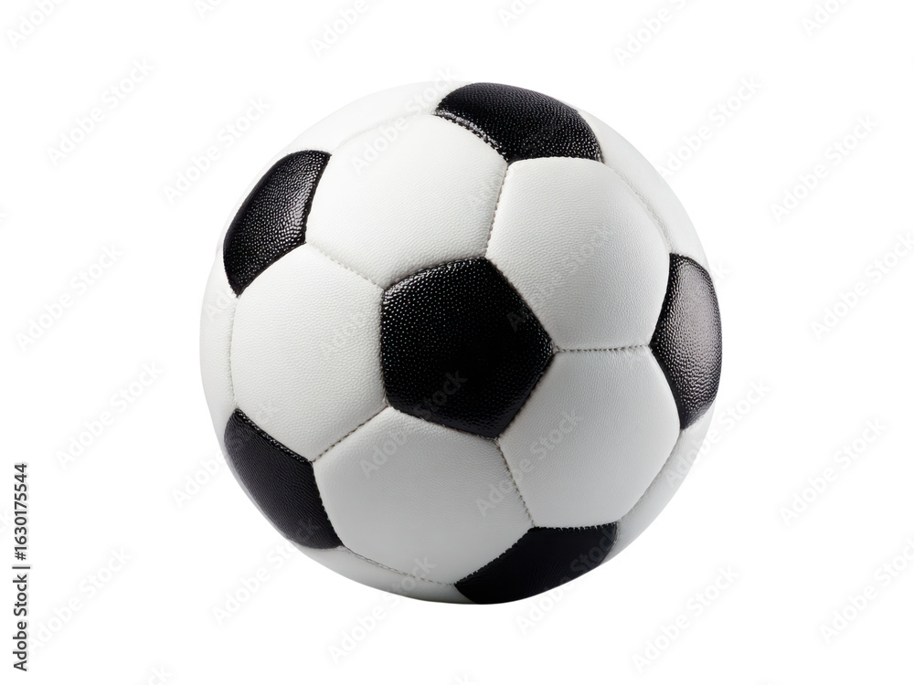 Fototapeta premium Classic black and white soccer ball isolated on black sport game, Isolated, Png Transparent Background