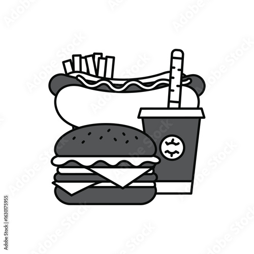 stylish elegant modern detailed professional high quality Fast Food Icon Illustration
