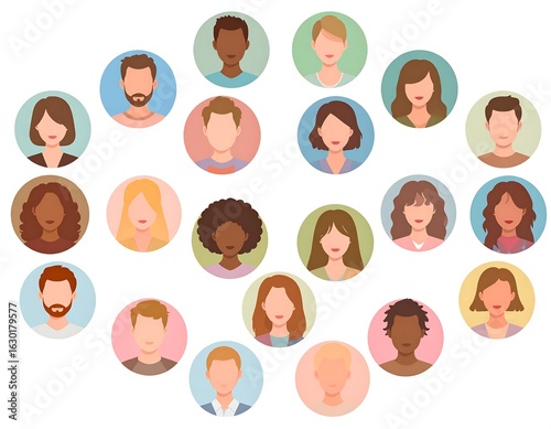 Diverse avatars in a circular pattern