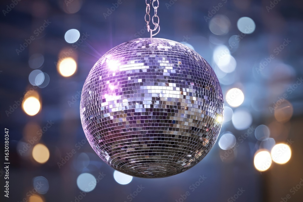 Fototapeta premium Mirror Ball Disco Lights Club Dance Party Glitter Background
