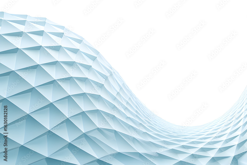 Naklejka premium Modern abstract background featuring a light blue parametric wave structure. Futuristic architectural and technology concept.