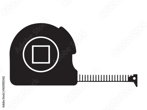 Simple Black Silhouette of a Measuring Tape