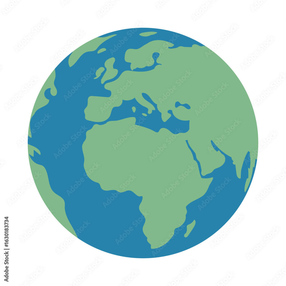 Naklejka premium ヨーロッパとアフリカが見える地球イラスト