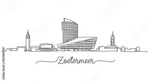 Zoetermeer skyline with Netherlands, illustration, and line art.