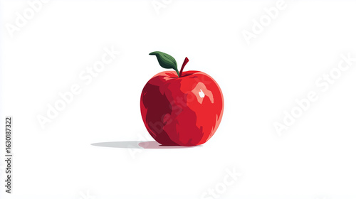 red apple isolated on white, Minimalist apple illustration on white background, flat design, bold red, vector style