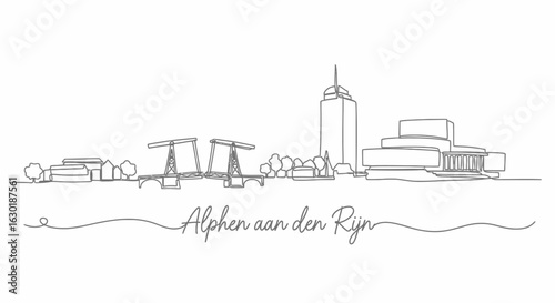 Alphen aan den Rijn skyline line art with Netherlands, and travel.