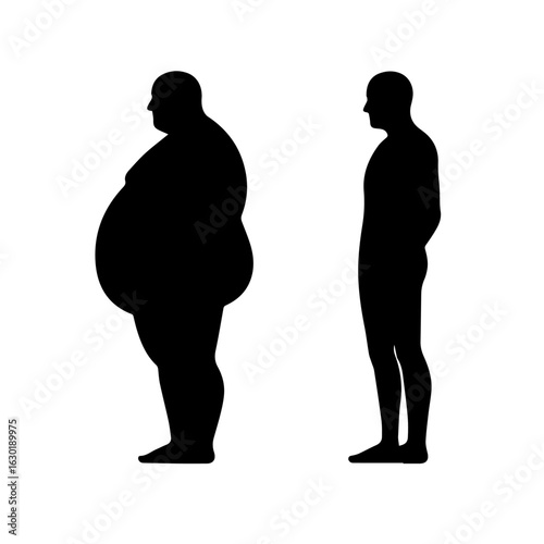 fat men set silhouette , fat men set vector