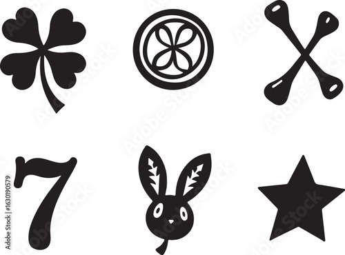 Lucky charms, symbols, and playful icons for good fortune