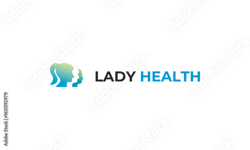 Yellow-Green & Blue Gradient Female Profile Health Tech Logo — Business & Medical Vector Template