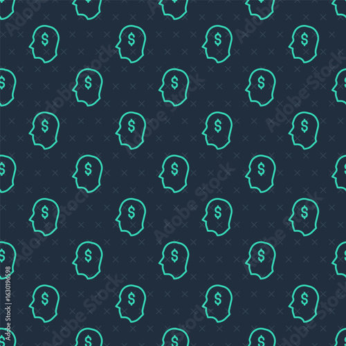 Green line Lucky player icon isolated seamless pattern on blue background. Vector