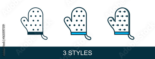 Filled outline Oven glove icon isolated on white background. Kitchen potholder sign. Cooking glove. Vector