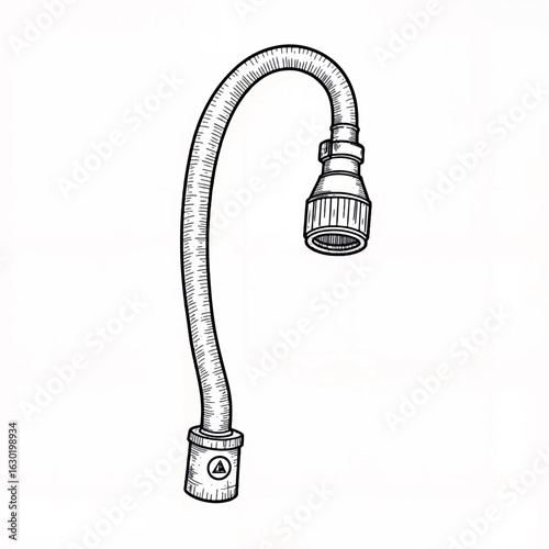 Hand-drawn garden hose illustration on white background, home gardening