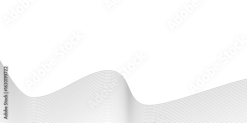 Abstract Black smooth wave on a white background. Dynamic sound wave. Design element. Vector illustration. 
