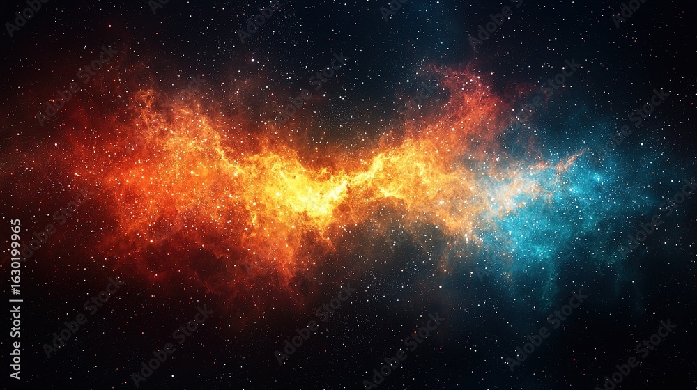 Fototapeta premium Vibrant Cosmic Nebula with Swirling Gas and Dust, Hyperrealistic Cinematic Render 