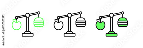 Set line Calorie calculator icon isolated on isolated on white background. Calorie count. Diet. Weight loss. Portion control. Healthy eating. Dietary nutrition. Vector