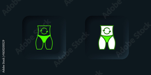 Green Metabolism of human organism icon isolated on isolated on black background. Digestion, metabolic system and hormones concept. Black square button. Vector