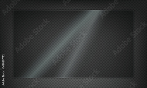 16:9 vector image of a mirror reflection, suitable for application on glass, plastic, or acrylic window surfaces. Offers a glossy, luminous appearance with bright highlights and transparency.
