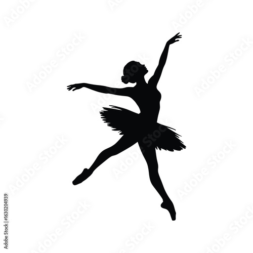 Silhouette of a ballerina in a graceful dance pose