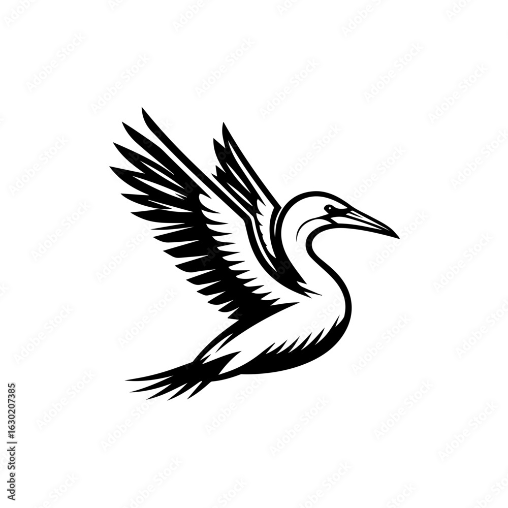 Fototapeta premium Stylized Black and White Bird in Flight 2.
