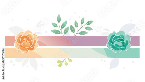 banners displaying an array of colorful watercolor flowers, arranged in a visually appealing manner..eps