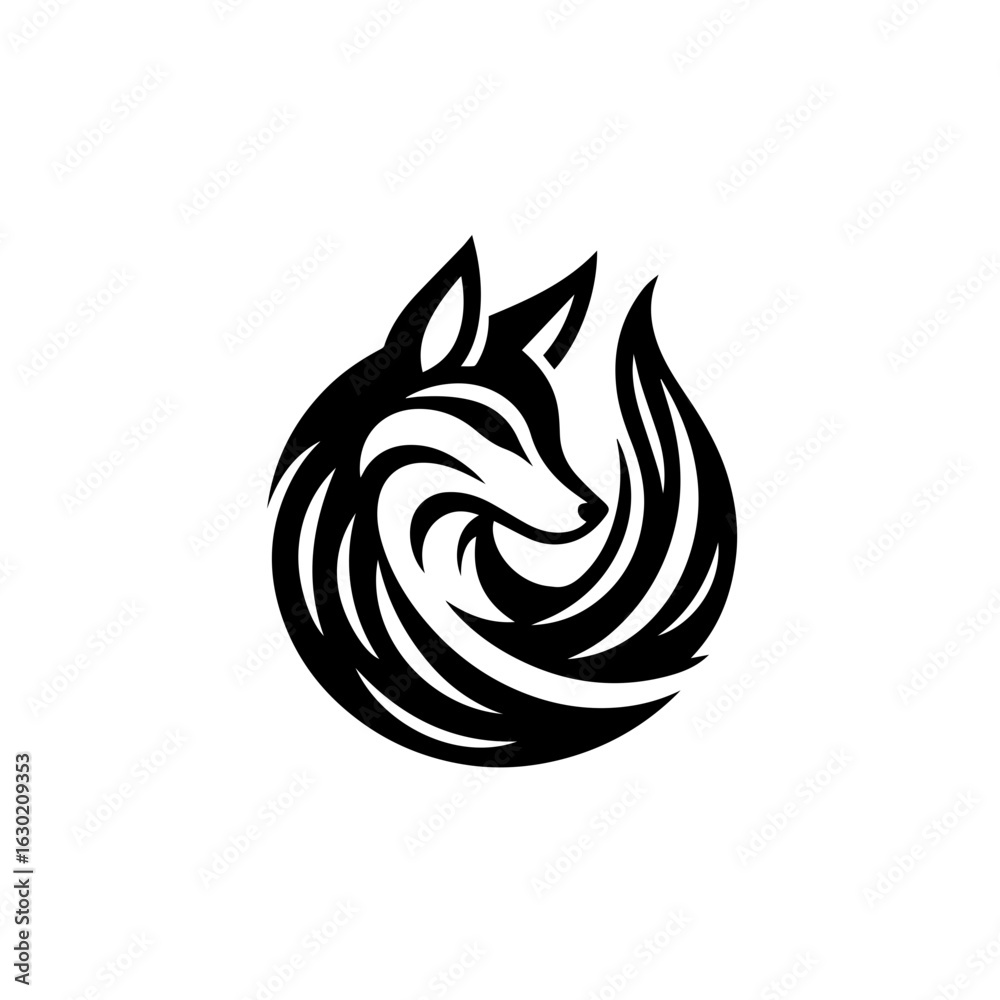 Obraz premium Stylized Black Fox Logo Design.