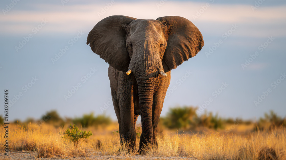 Fototapeta premium Elephant Standing Majestically in African Savanna