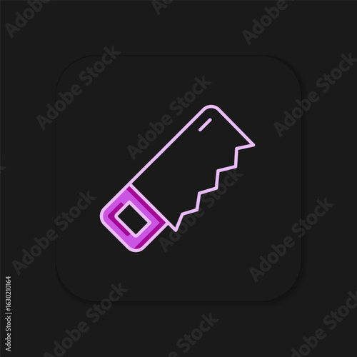 Filled outline Hand saw icon isolated on black background. Flat filled outline style with shadow. Vector
