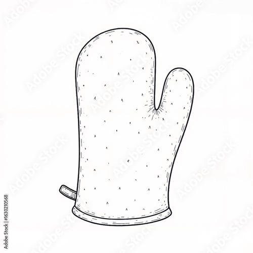 Hand-drawn kitchen mitt illustration on white background, culinary design