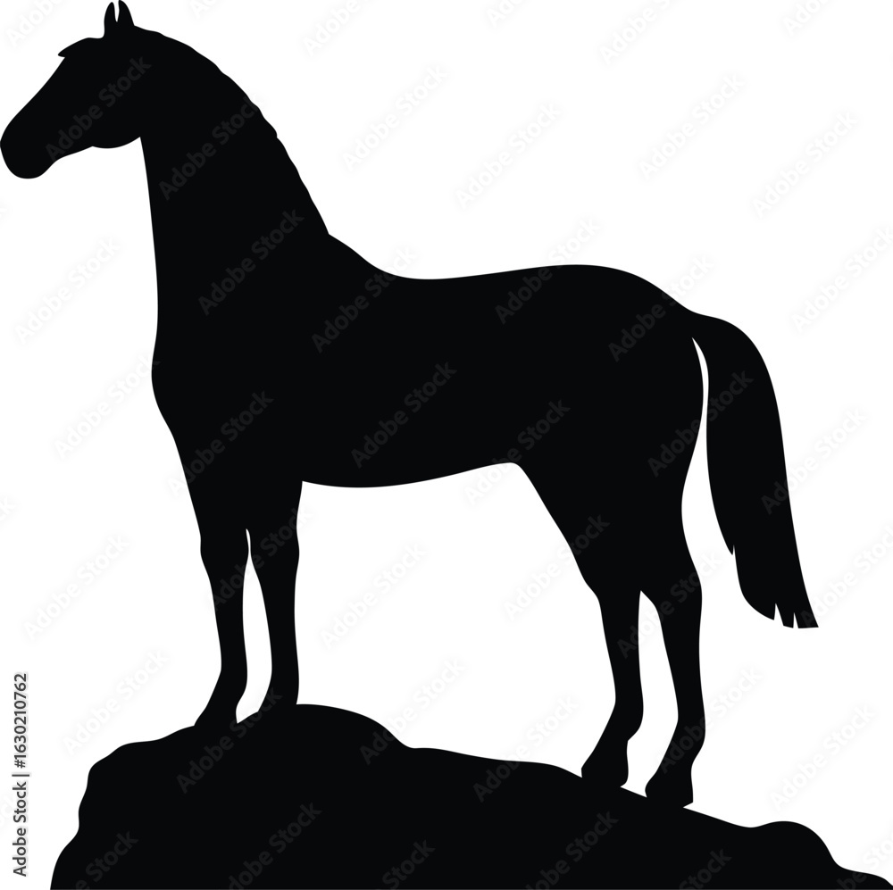 Fototapeta premium Black horse silhouette vector isolated on white