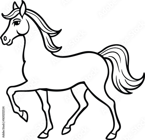 Photography Black vector silhouette illustration of a running wild stallion