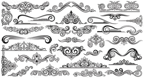 Collection of decorative flourishes and ornaments.