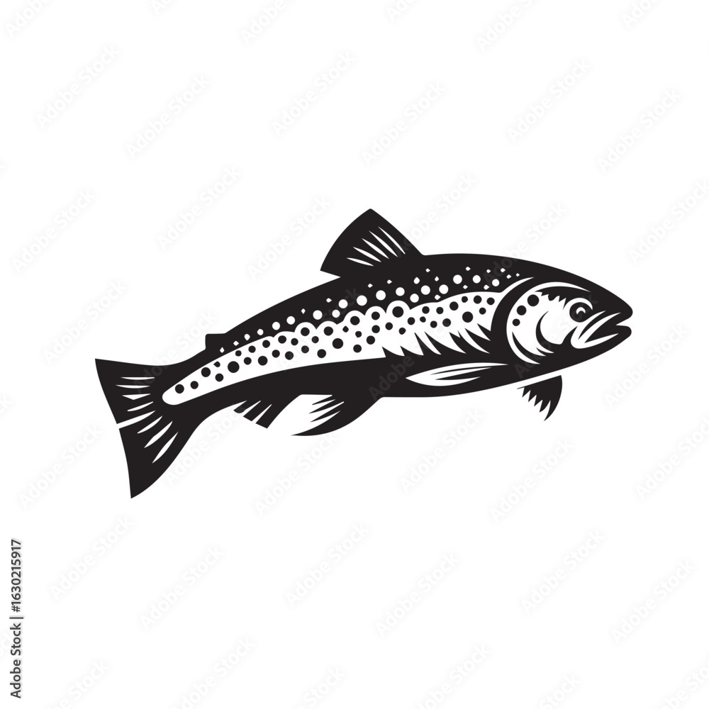 Naklejka premium Fish Silhouette Vector SetBlack and White Fish IconsFish Illustration in Silhouette