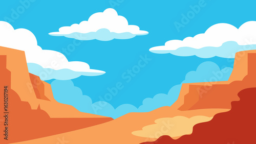 clouds desert canyon fluffy sky rock sand