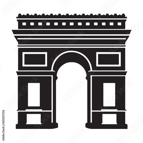 Arc de Triomphe Black Silhouette Vector
