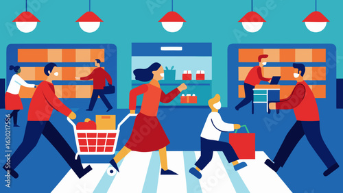 supermarket holiday sale rush interior