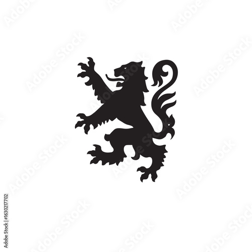 Lion Rampant Scotland Emblem Silhouette Vector