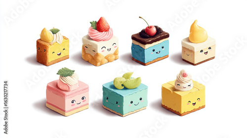 Kawaii Cube Cakes: Adorable Mini Cake Desserts with Cute Faces