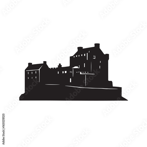 Scottish Highland Castle Silhouette Vector