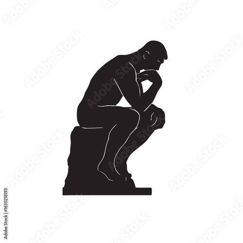 The Thinker Sculpture Silhouette Vector