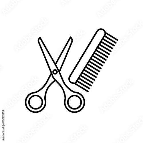 comb and scissors icon vector