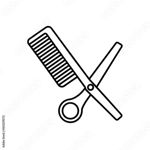 comb and scissors icon vector