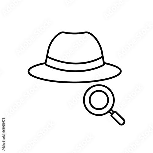 detective hat and magnifier icon vector