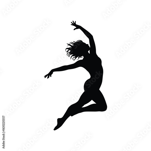 Graceful silhouette of a dancer in mid leap