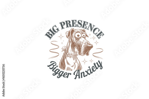 Cartoon anxious dog portrait Funny Dog Quote Vector illustration