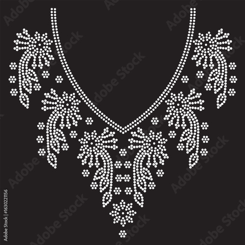 Fashion neck rhinestone design vector template