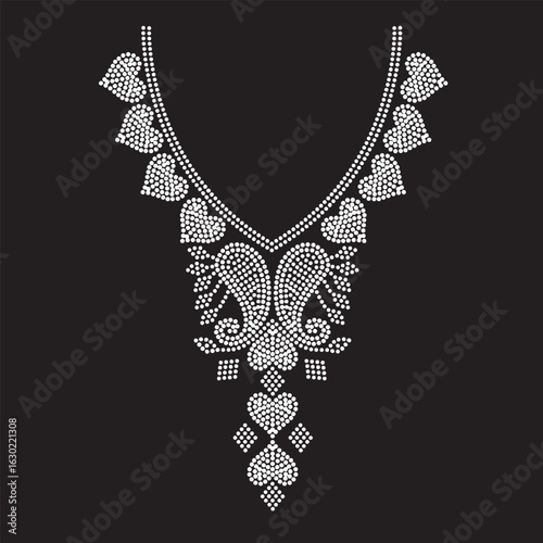 Fashion neck rhinestone design vector template
