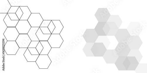 Abstract background with hexagons futuristic glowing technology. Graphic concept. Vector honeycomb cell mosaic hexagon. 