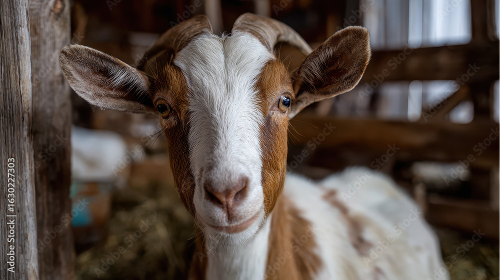 Fototapeta premium Minimalist Goat in Barn Product Photography