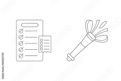 Checklist and party popper to do list task list