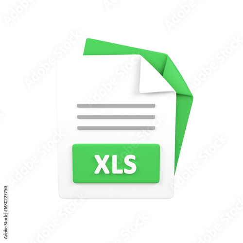 XLS file document type isolated 3d render icon illustration